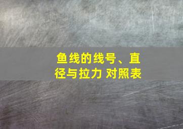 鱼线的线号、直径与拉力 对照表